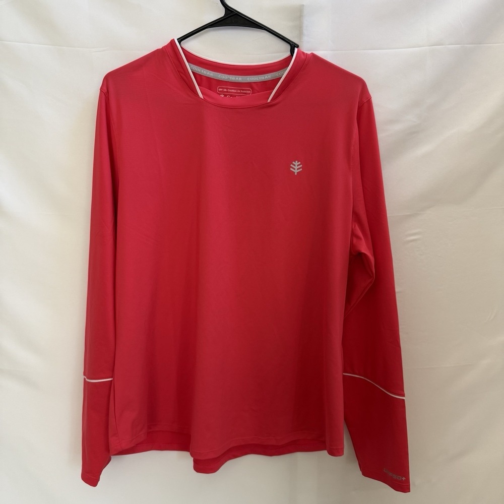 Coolibar Womens XL Match Point Long Sleeve Tee Shirt Light Coral UPF 50+